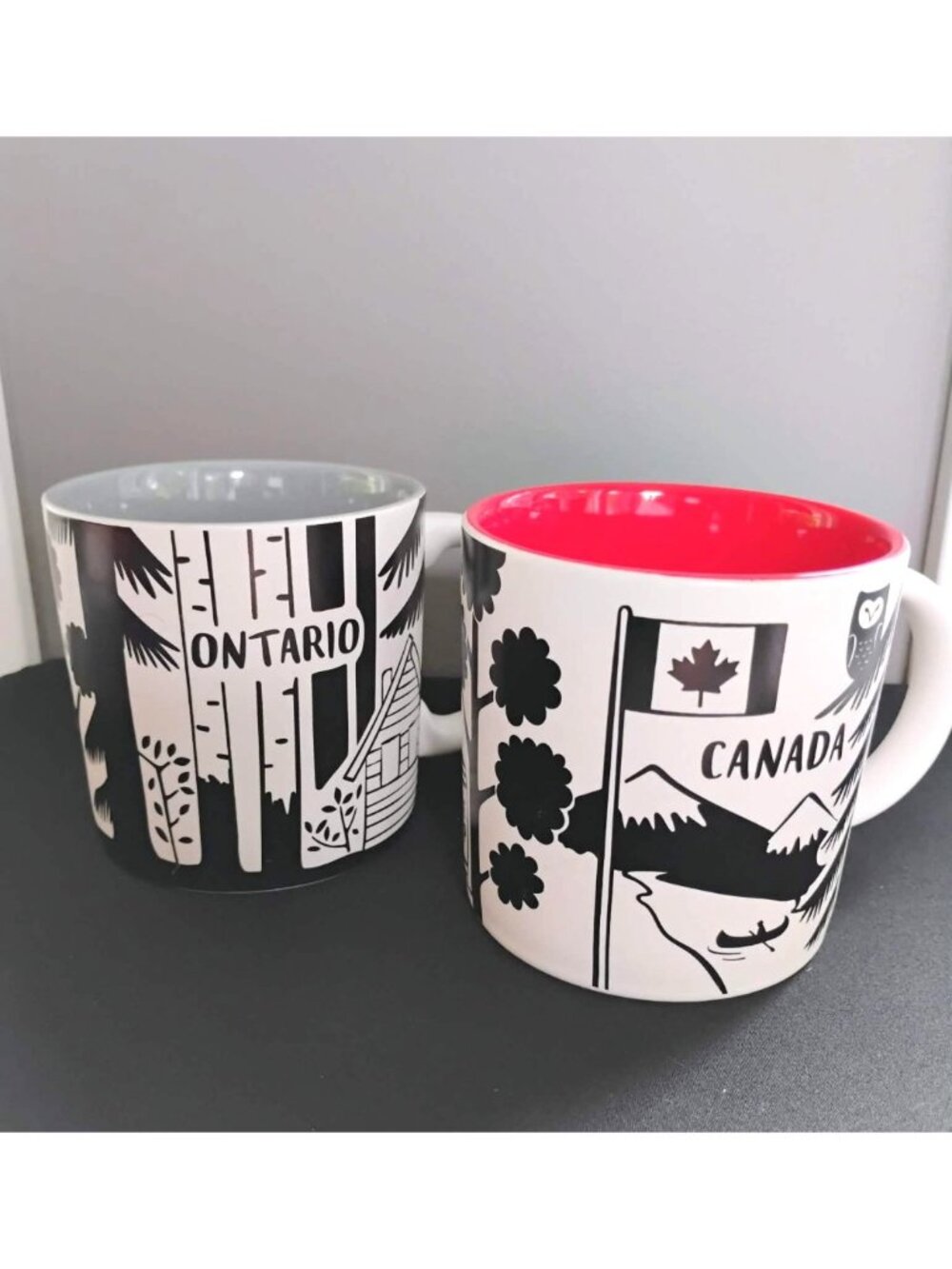 Indigo Provinces of Canada Mug Set Ontario Grey Interior & Canada Red Inte